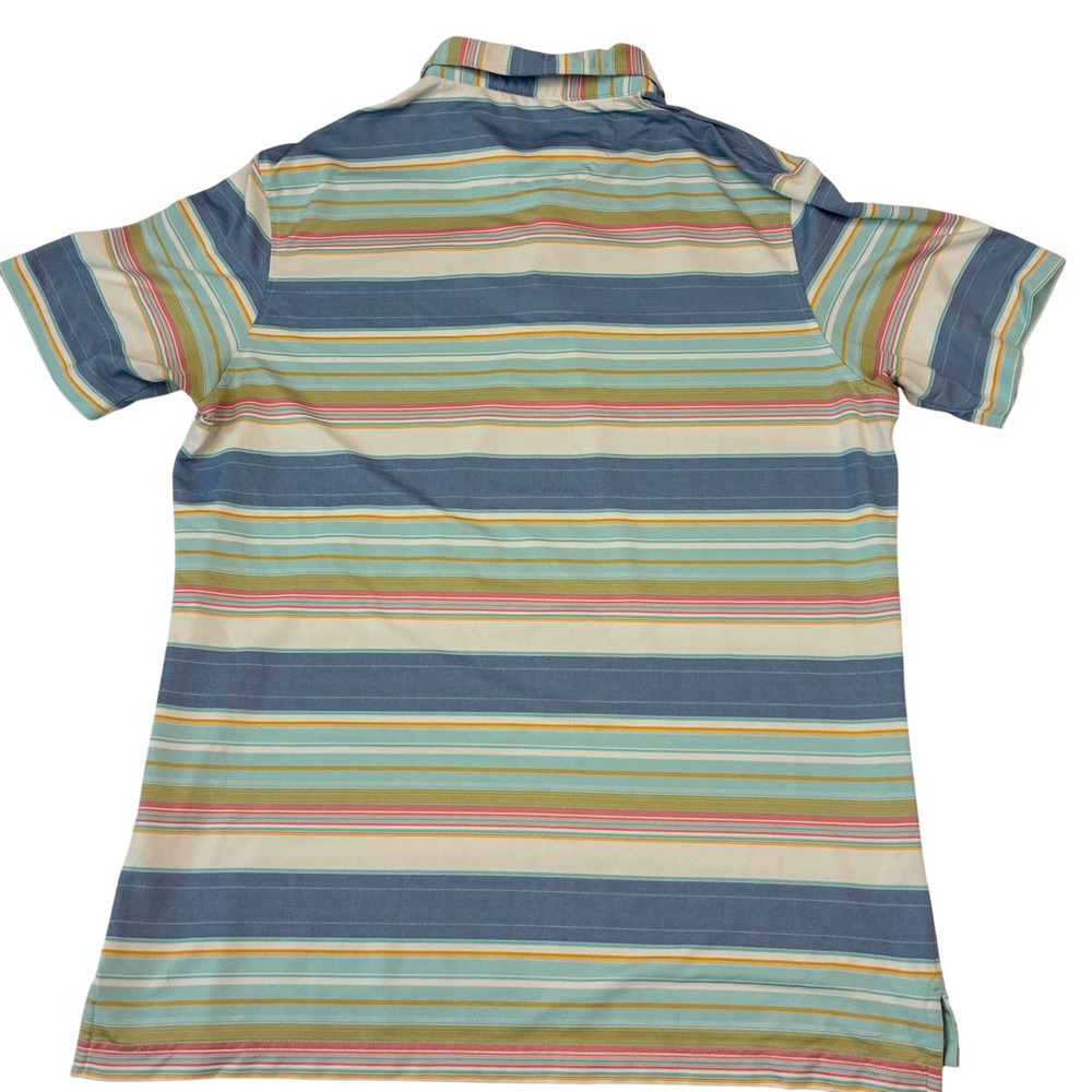 Johnnie-O Polo Shirt Mens Large Blue Multi Striped Performance Stretch Golf Prep - Picture 4 of 6